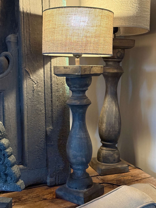 Balusterlamp -Donkerbruin/Vergrijsd Hout- verkrijgbaar in 2 maten