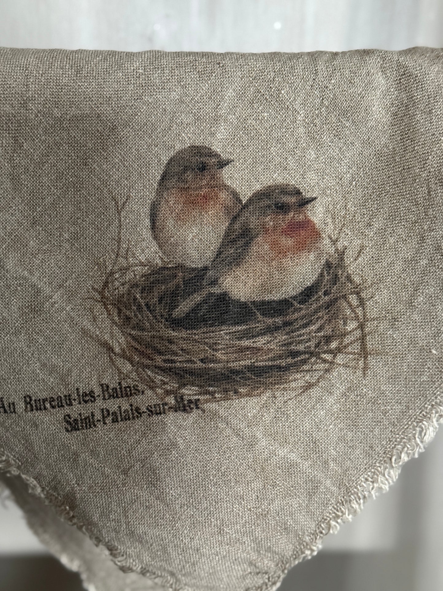 Shabby doek "Roodborst nestje"