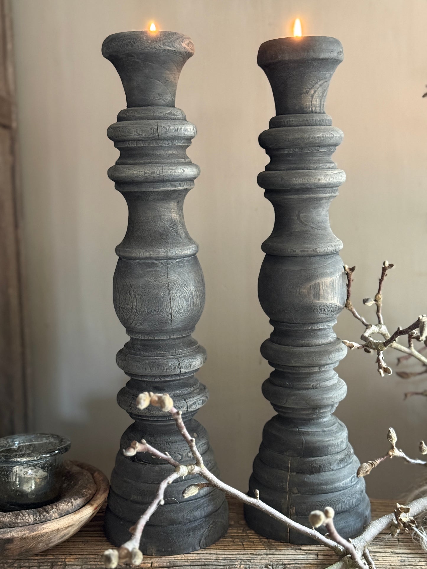 Baluster Kerzenhalter – Dunkelgrau/Schwarz | 50 cm