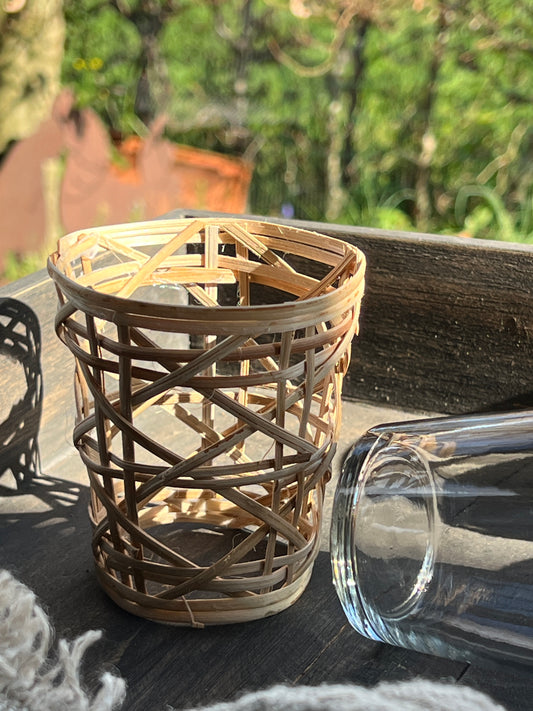 Met riet ombonden Glas "Flower"