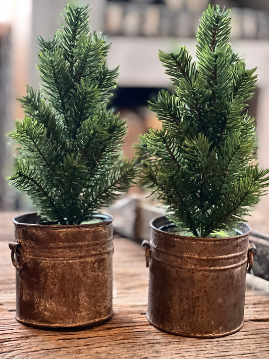 Artificial Christmas tree in plastic pot available in 2 sizes