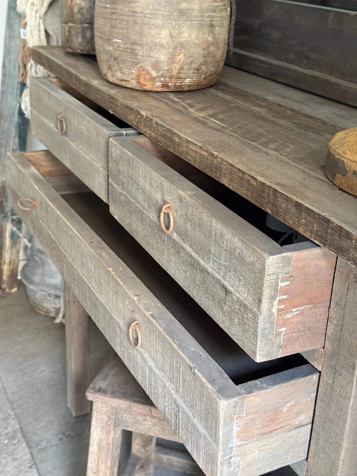 Driftwood Side Table with 3 Drawers - Trapa Living