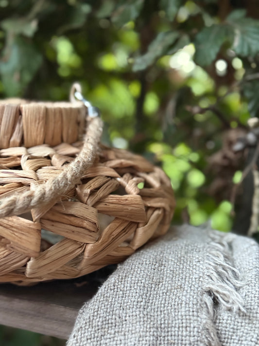 Braided Banana Leaf Lantern - Oval