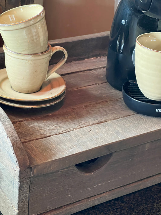 Coffee tray with drawer, size XL