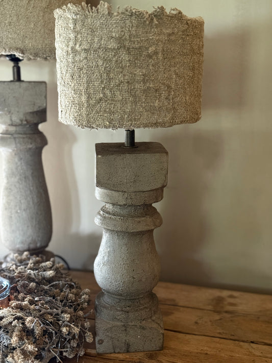 Baluster Lamp Made of Solid Wood – Stonelook Taupe – 3 Sizes