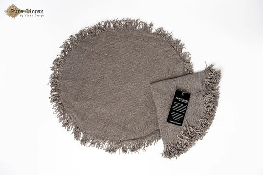 placemats Round 100% linen "Mara" grey