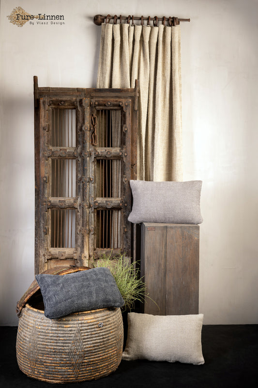 Decorative cushion 100% linen "Rachel" Natural incl. inner cushion 30x50cm