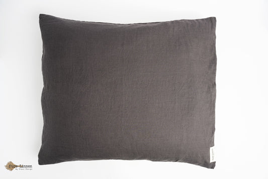 Linen Pillowcase Dark Grey/Tuck-in Strip - Pure Linen