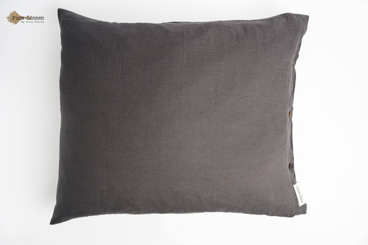 Linen Pillowcase Dark Grey/Buttons - Pure Linen