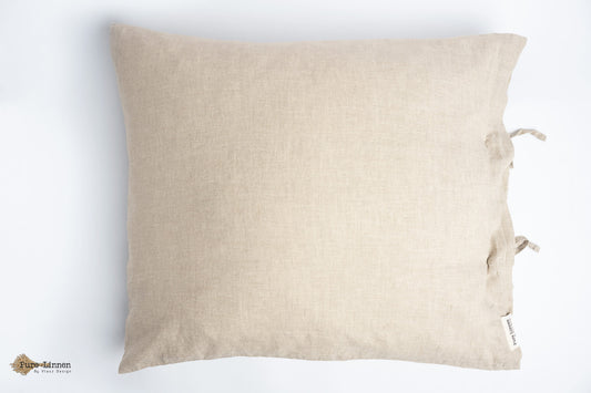 Linen Pillowcase Natural/Bow - Pure Linen