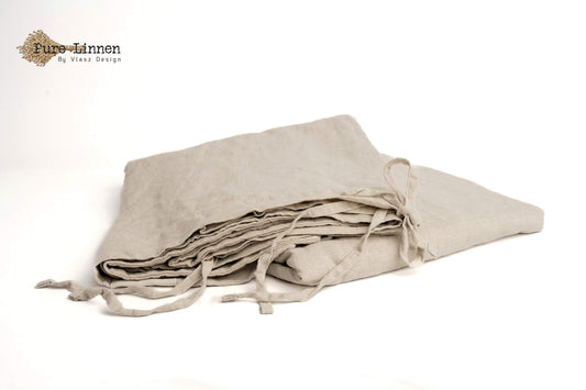 Linen Duvet Cover Natural/Bows - Pure Linen