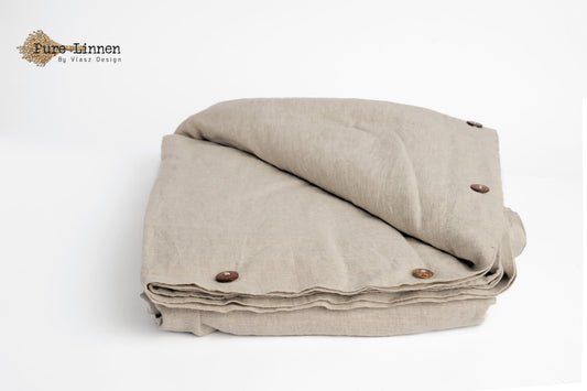 Linen Duvet Cover Natural/Buttons - Pure Linen