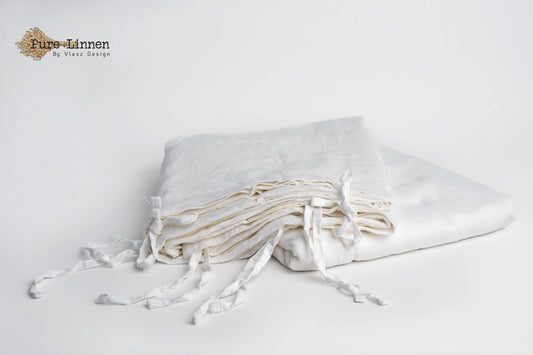 Linen Duvet Cover White/Bows - Pure Linen