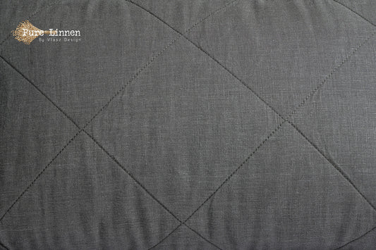Linen Bedspread Dark Grey/Diamond - Pure Linen