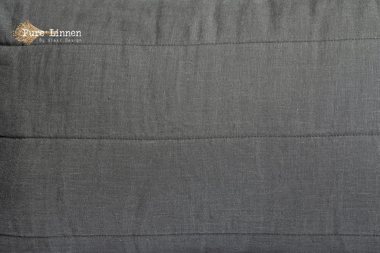 Linen Bed Runner/Bed Runner Dark Grey/Stripes - Pure Linen
