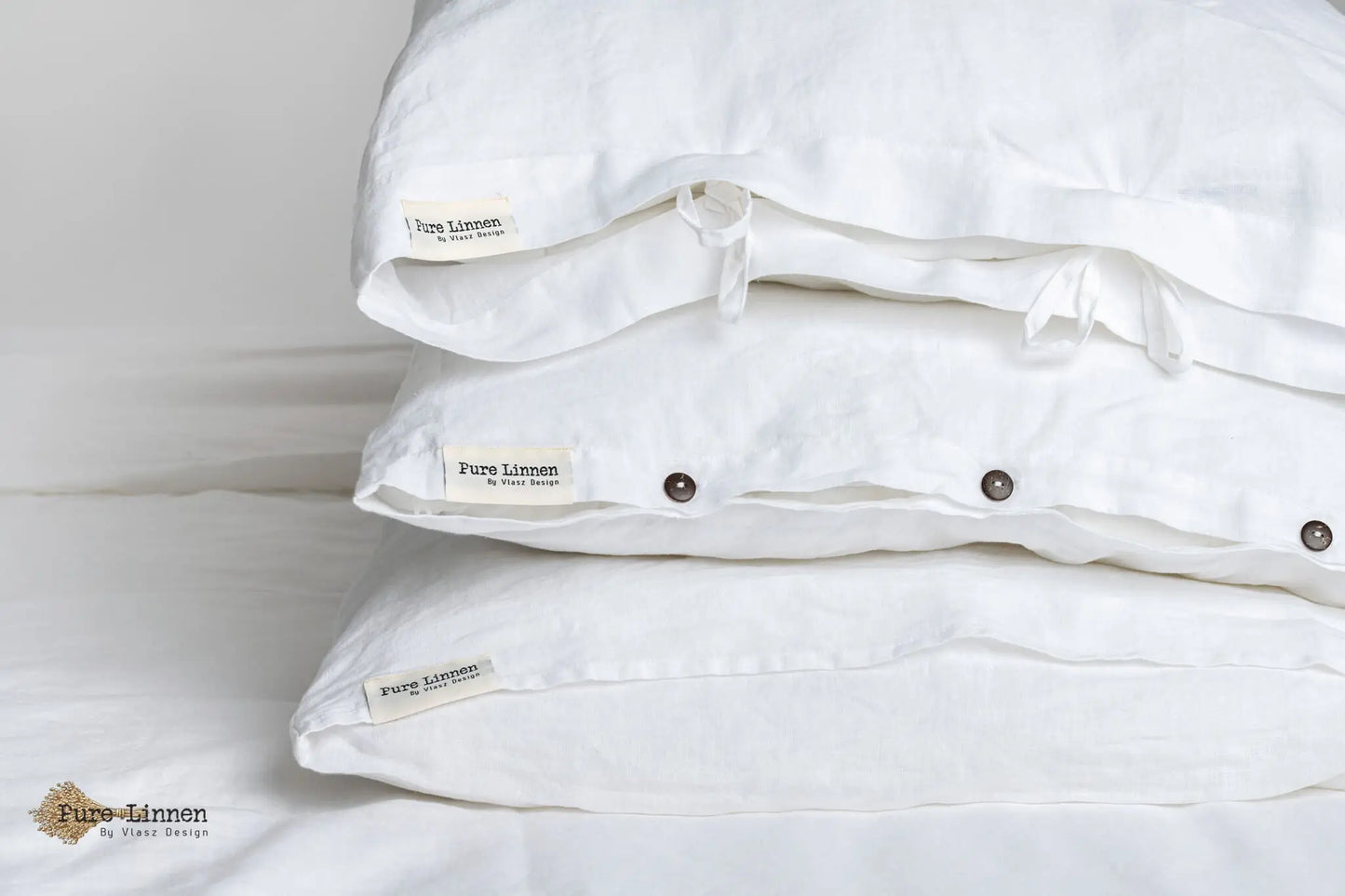 Linen Pillowcase White/Tuck-in Strip - Pure Linen