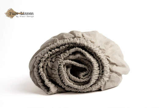 Linen Fitted Sheet Natural/20cm - Pure Linen