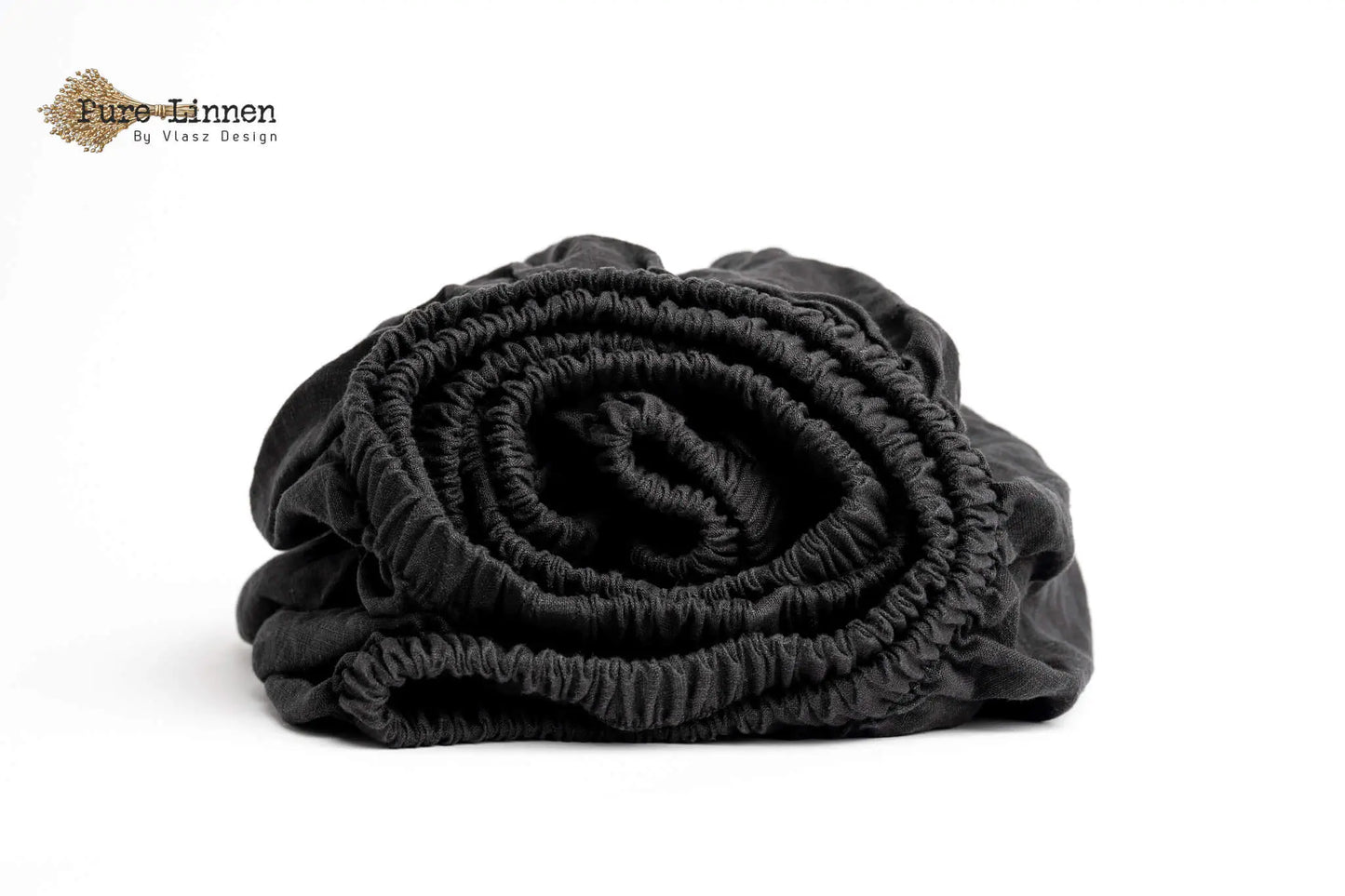 Spannbettlaken aus Leinen, Schwarz/20 cm – reines Leinen