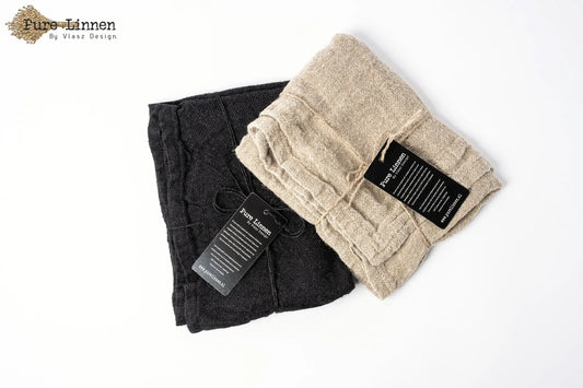 Theedoek Sara 100% linnen black met lus - Pure Linnen