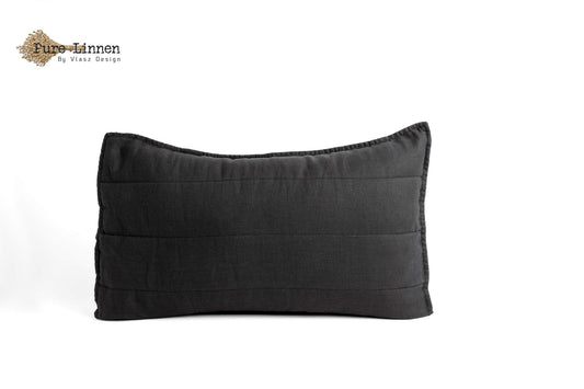 Linen Throw Pillow Black/Stripes - Pure Linen