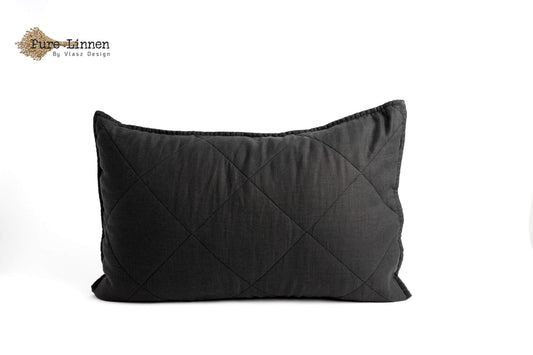 Linen Throw Pillow Black/Diamond - Pure Linen
