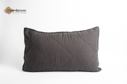 Linen Throw Pillow Dark Grey/Diamond - Pure Linen