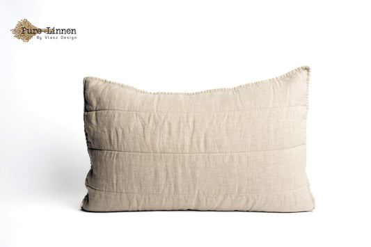 Linen Throw Pillow Natural/Stripes - Pure Linen