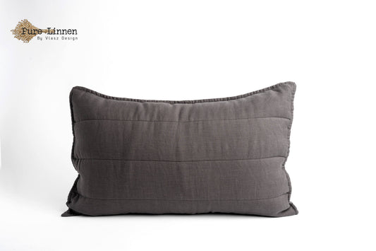 Linen Throw Pillow Dark Grey/Stripes - Pure Linen
