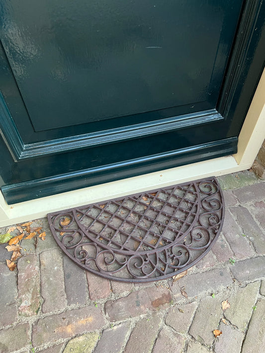 Half round cast iron doormat