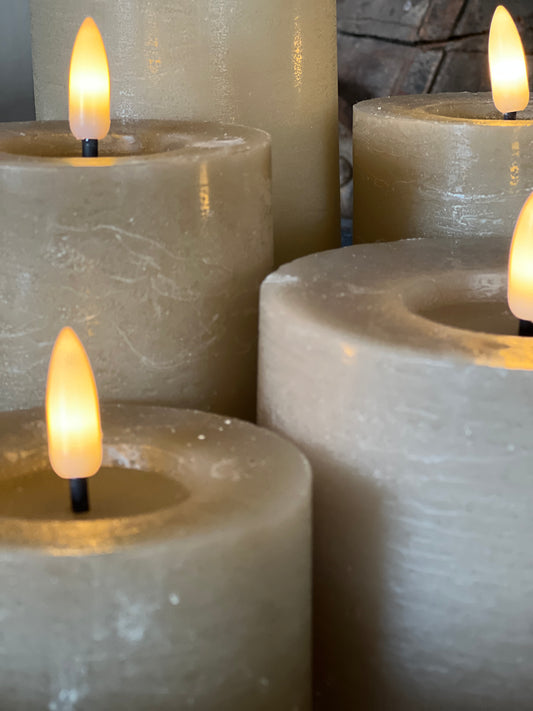 Pillar candle LED Taupe Countryfield available in 6 sizes