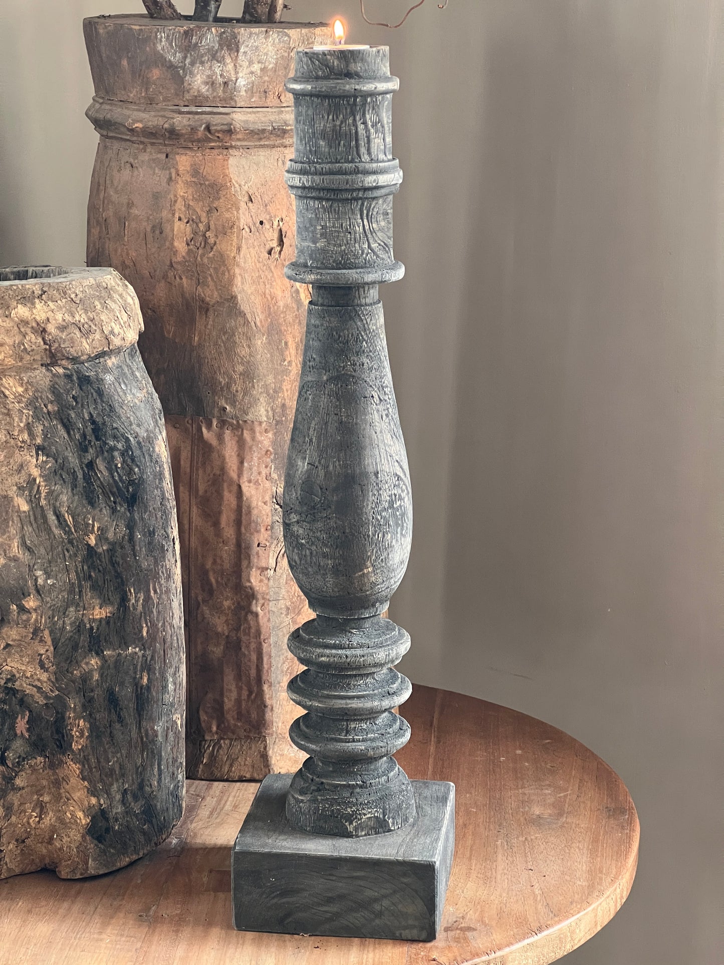 Candlestick Baluster – Dark Grey/Black | Turned Wood