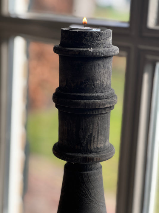 Candlestick Baluster – Dark Grey/Black | Turned Wood