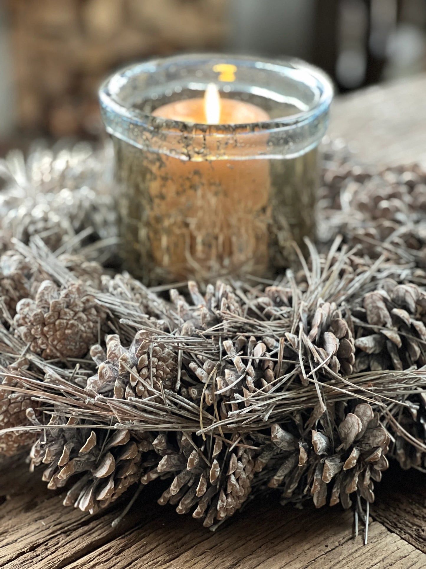 Wreath pine cone grey, available in 40 cm. and 60 cm.