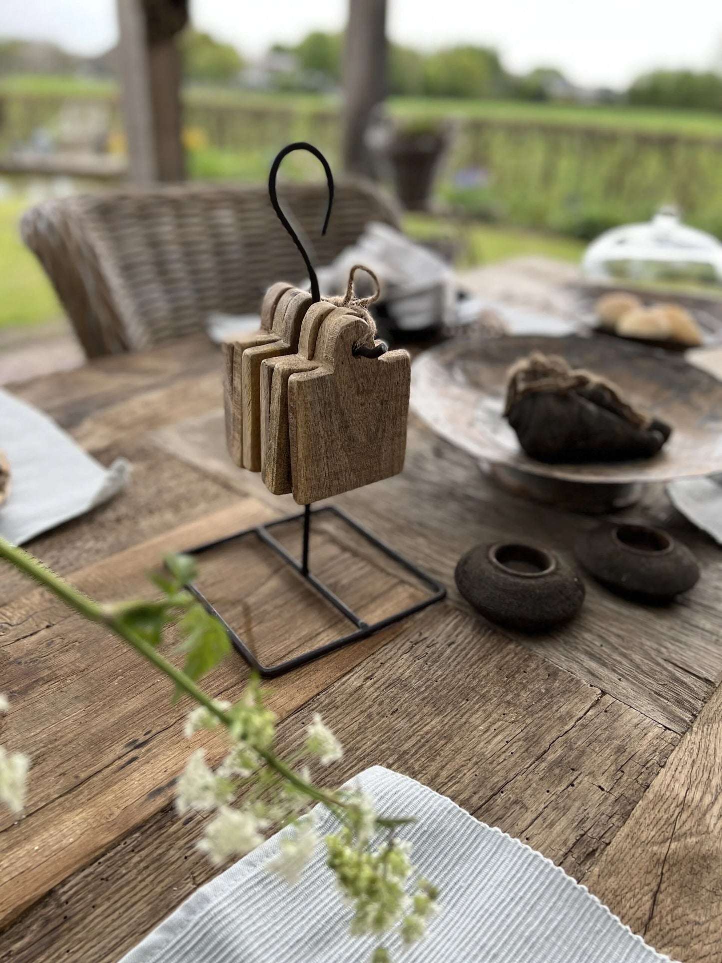 Coasters in a sturdy rack set of 6 pieces