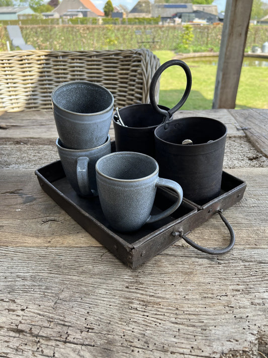 Iron bottle holder with handle, 2 compartments