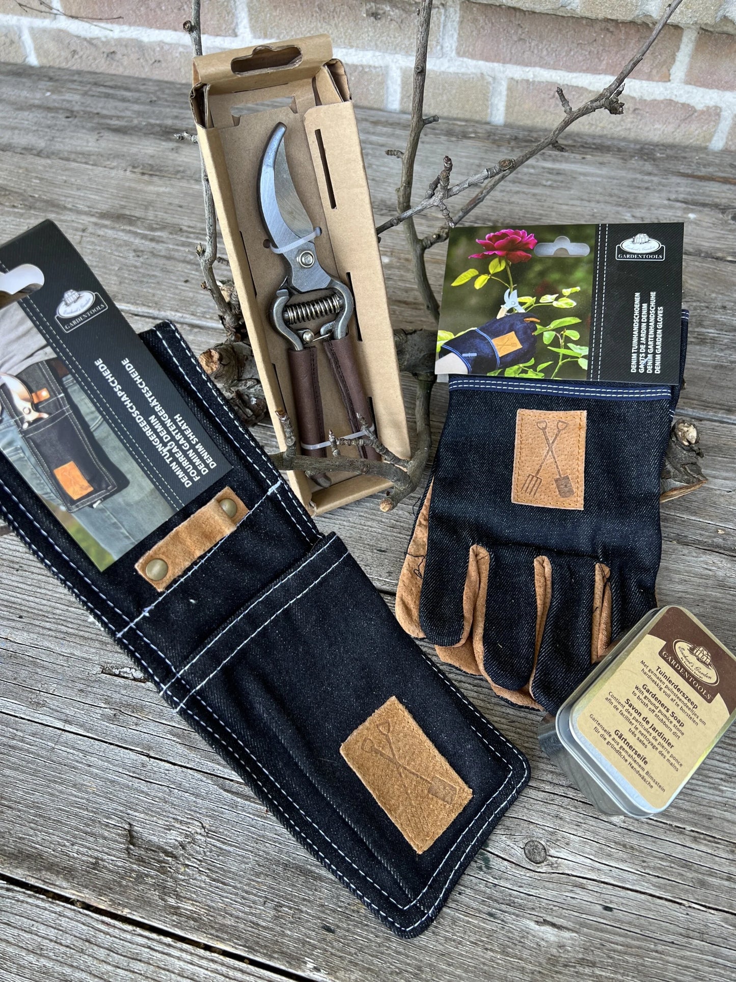 Secateurs holder Denim with leather loop
