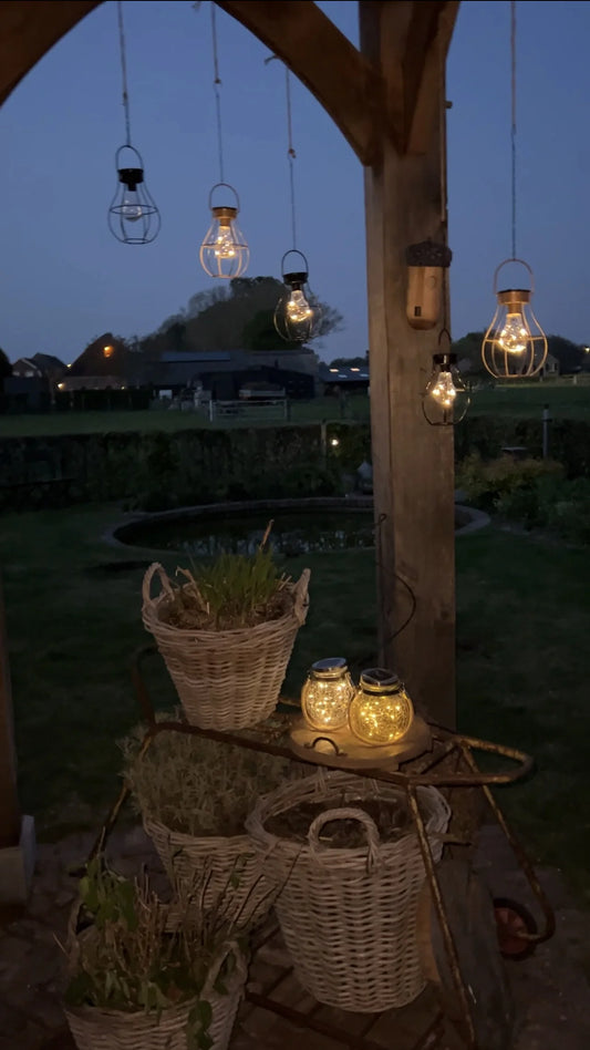 Pendant lamp LED solar rust, drop shape