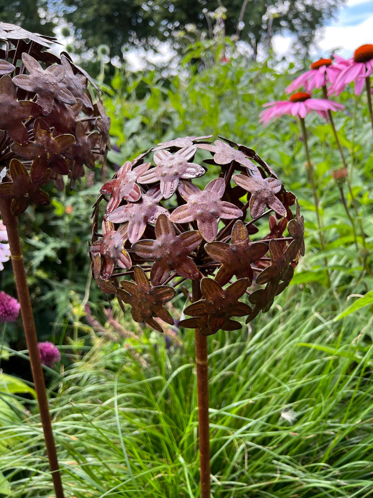 Metal Allium flower on stem