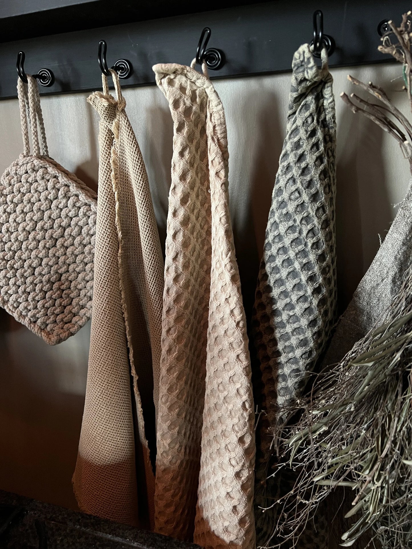 Tea towel mini waffle beige-ochre