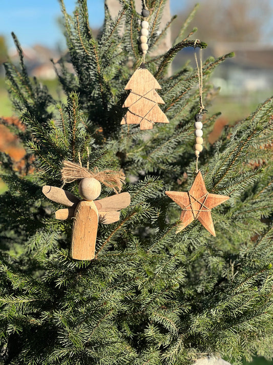 Christmas pendant star angel and Christmas tree