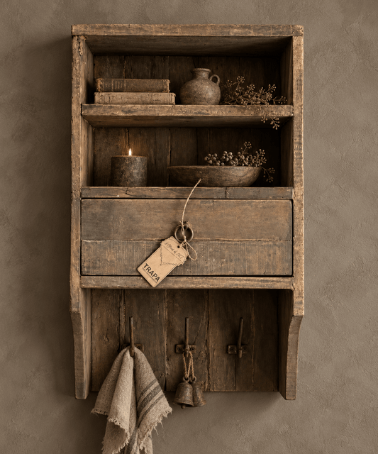 Landelijk wandrek- 2 lade- 65x41x21 cm.