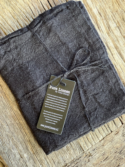 Tea towel Sara 100% linen black with loop - Pure Linen