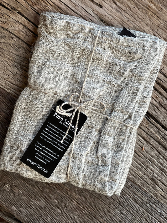 Theedoek Tabita 100% linnen Naturel met lus- Pure Linnen