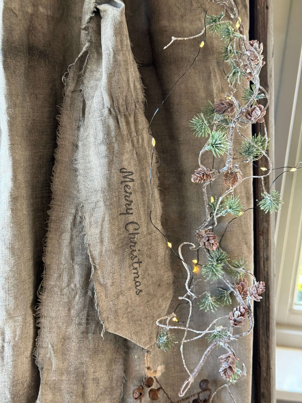 Christmas ribbon Merry Christmas – shabby linen – San7