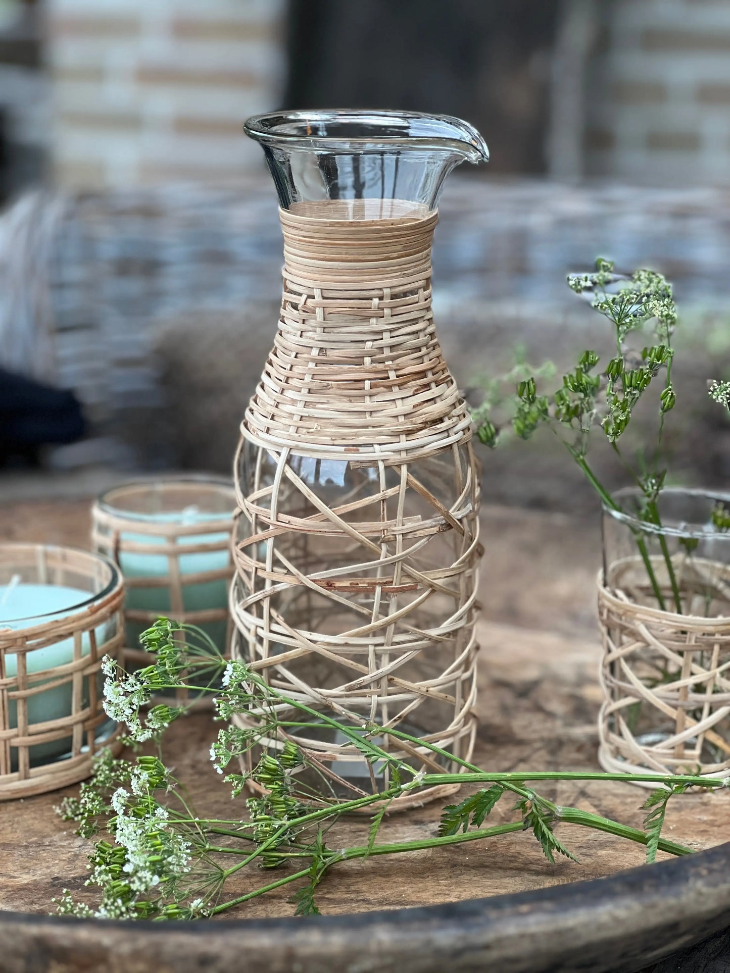 Reed bound carafe "Flower"