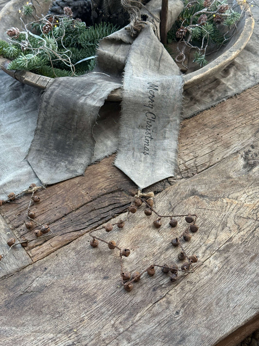 Kerstlint Merry Christmas – shabby linnen- San7