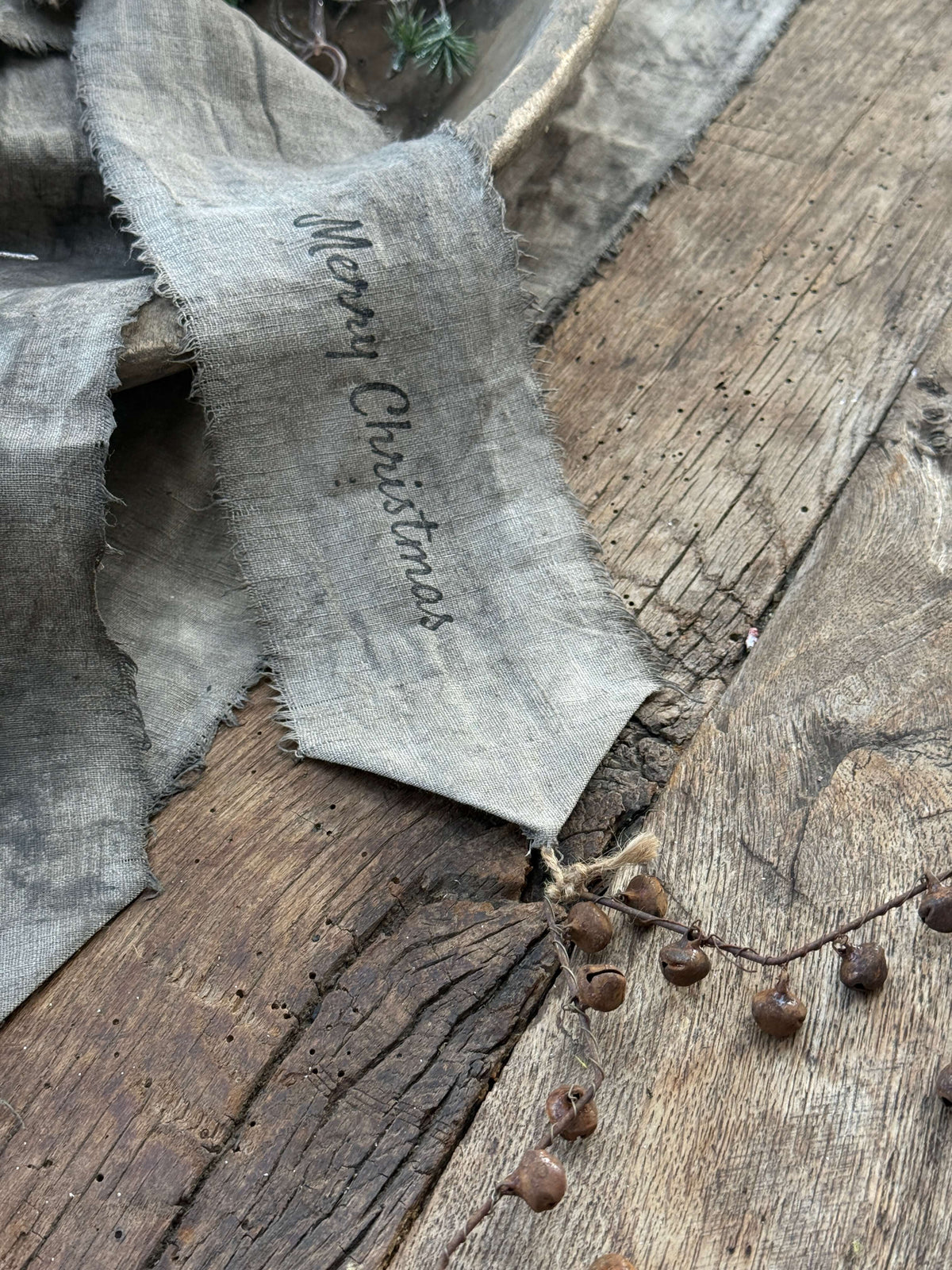 Christmas ribbon Merry Christmas – shabby linen – San7