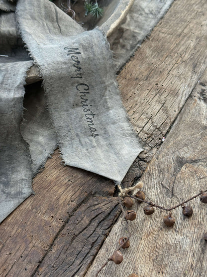 Christmas ribbon Merry Christmas – shabby linen – San7