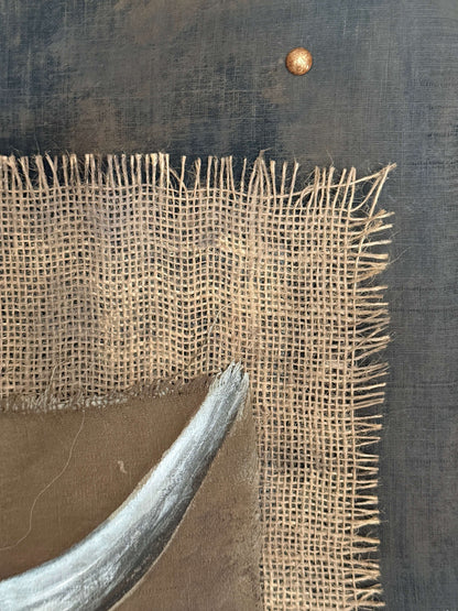 Kalkdoek schilderij Hooglander moeder en kind 90x70 cm