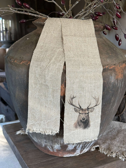 Shabby kerstlint met Rendier